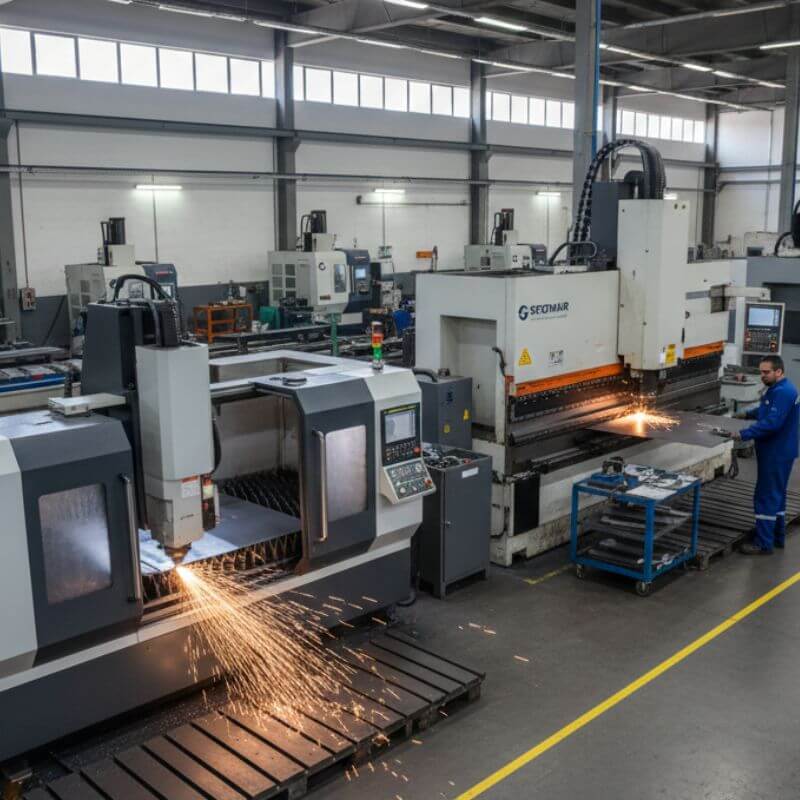 Taller de maestranza industrial de Screwair con maquinaria CNC